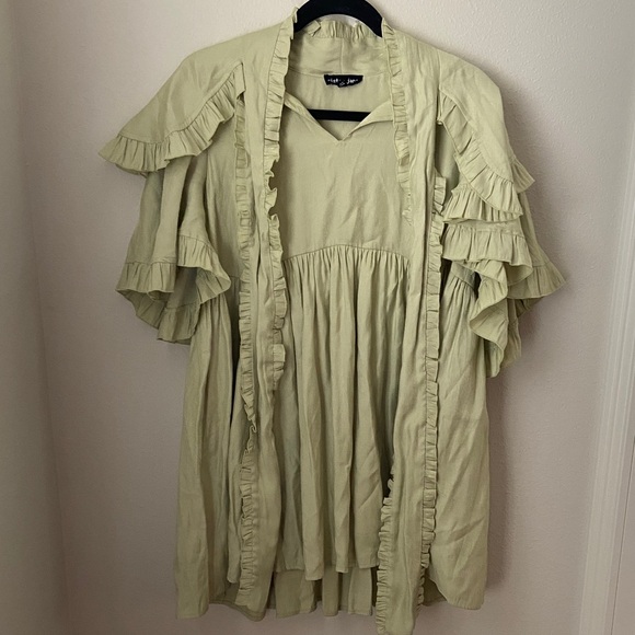 Sister Jane Metallic Ruffle Mini Dress Green - Picture 2 of 6